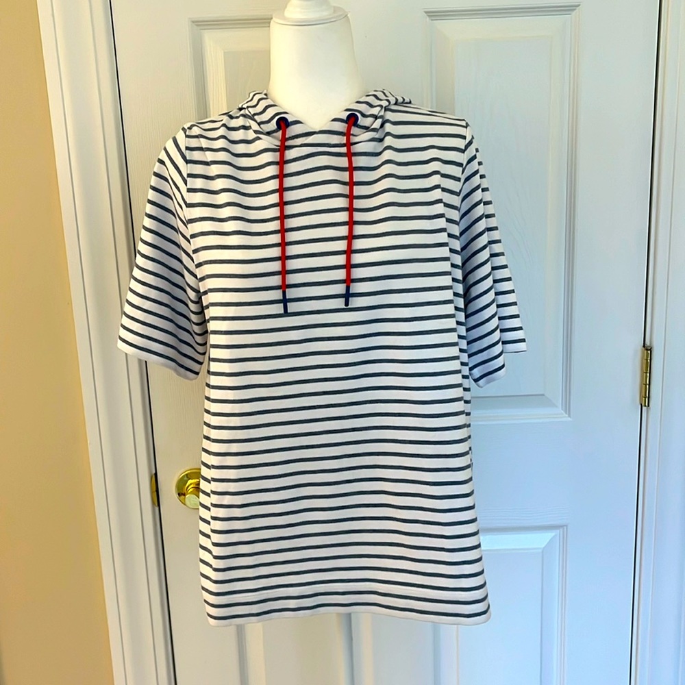J. Jill Short Sleeve Hooded Knit Sweatshirt